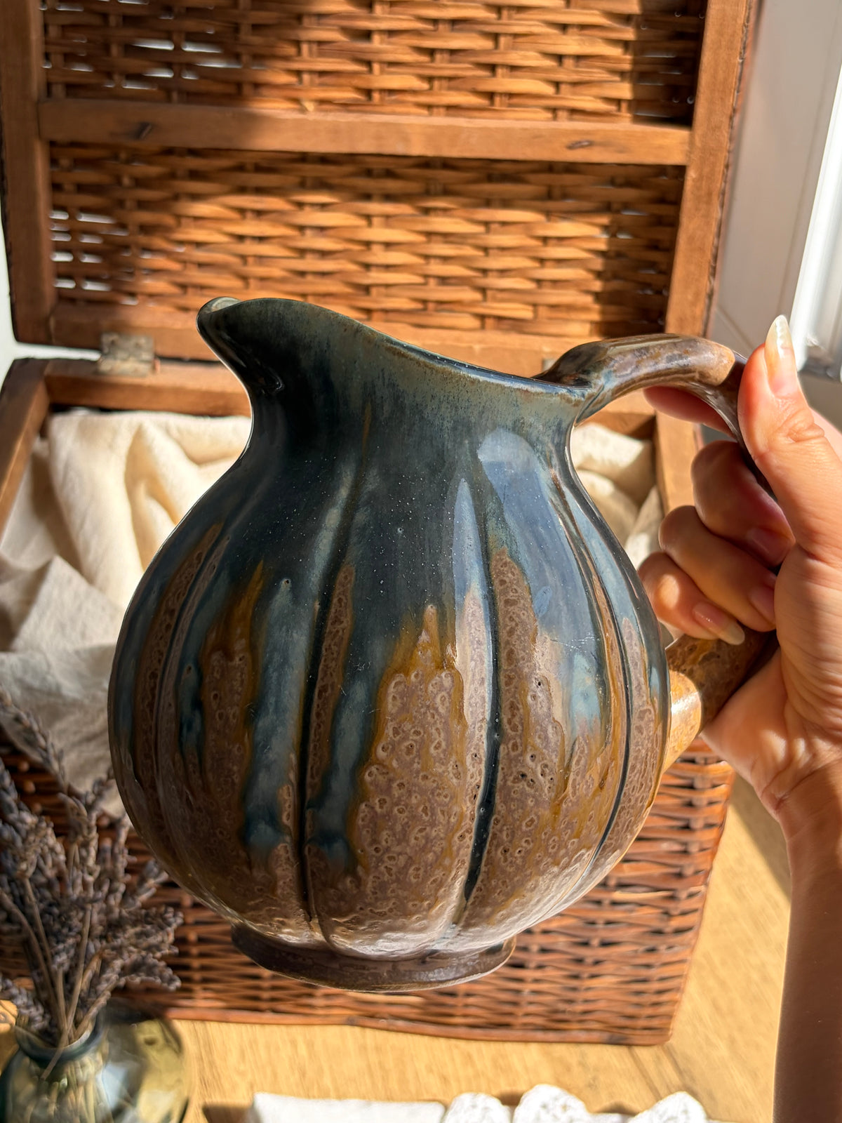 法國Vintage哈密瓜造型陶壺
