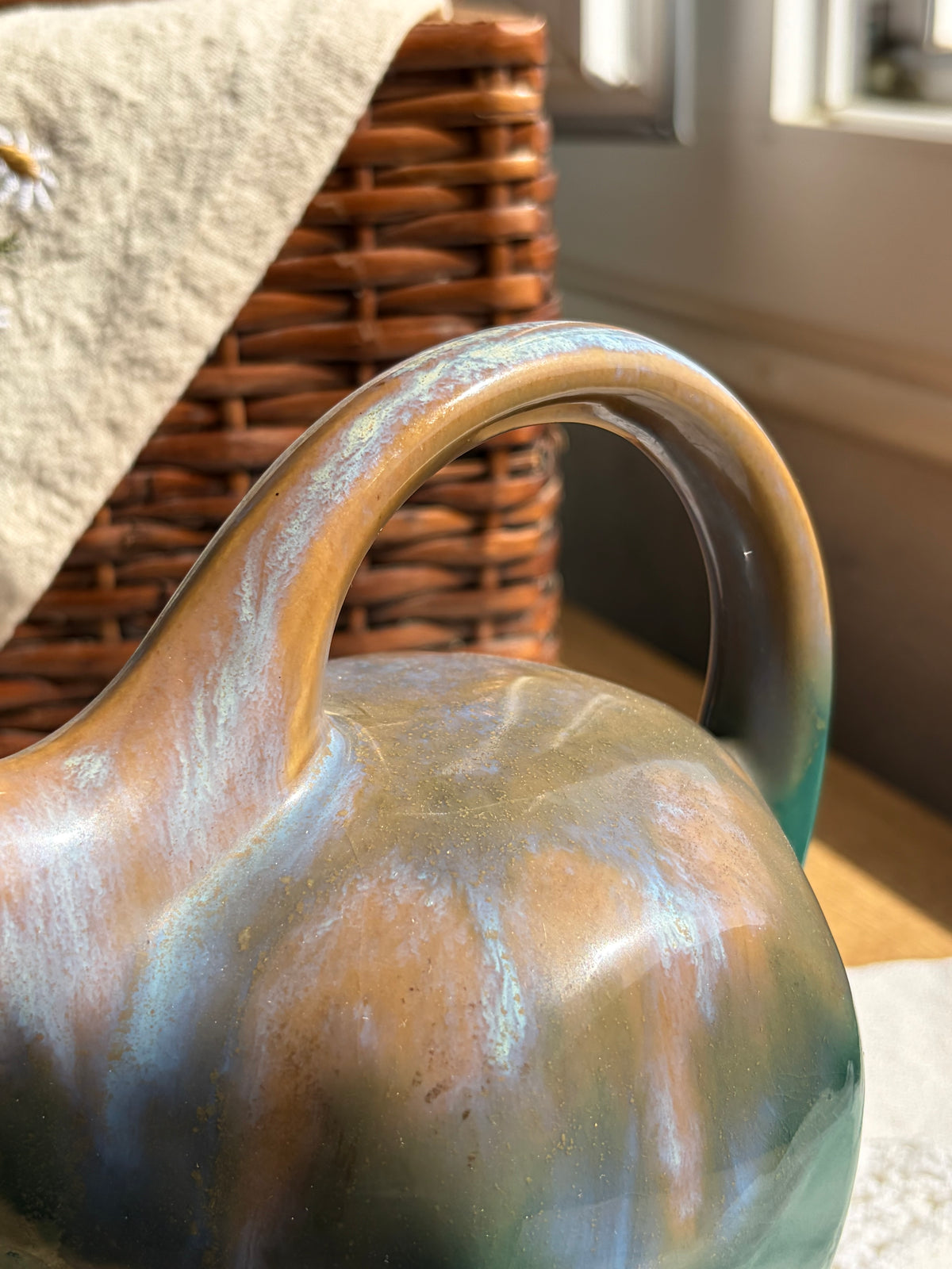 法國Art Deco風格湖水綠陶壺