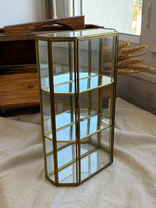 黃銅邊框玻璃鏡面飾品展示櫃