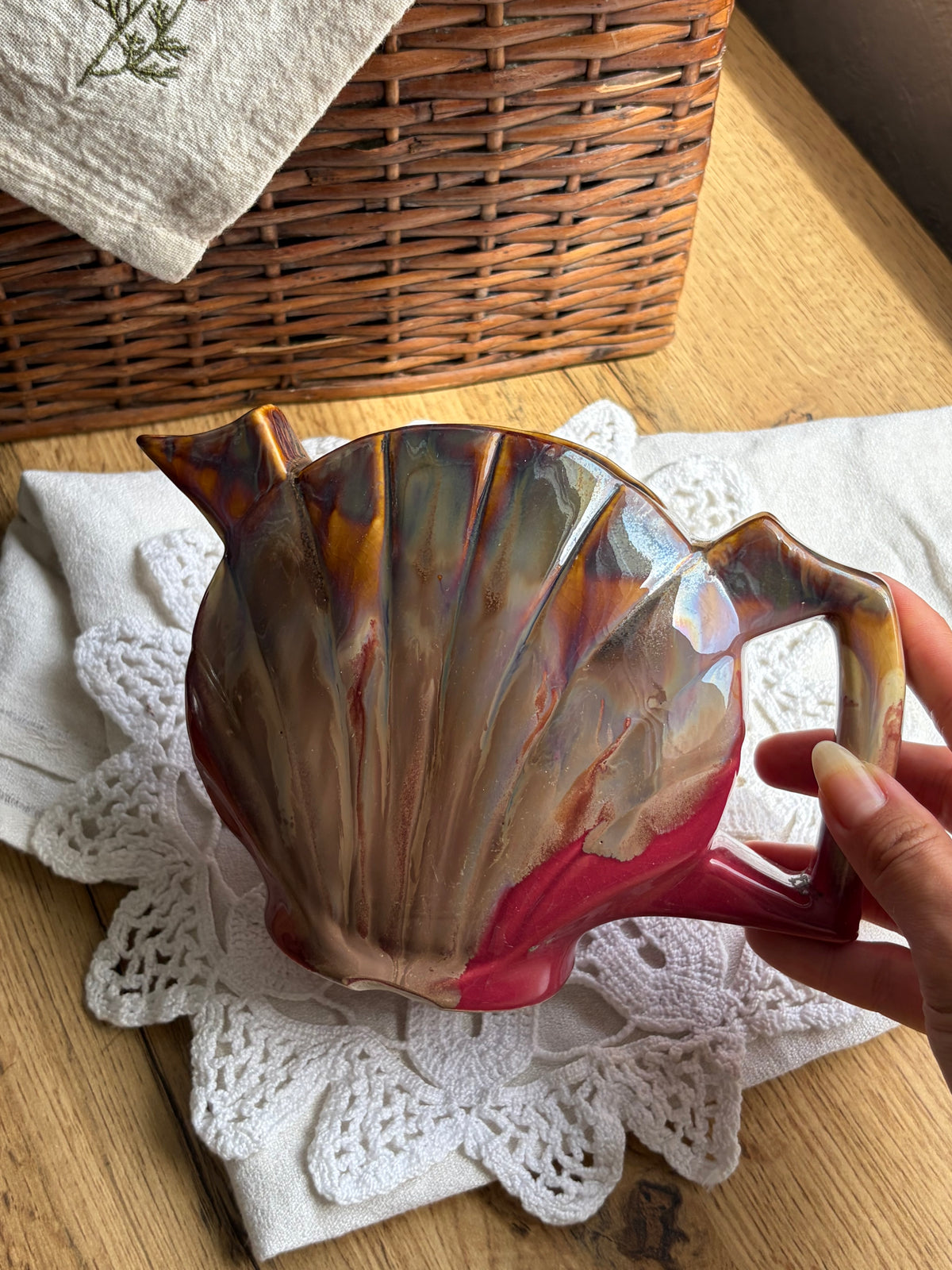 扇貝造型陶壺/ 陶製花器