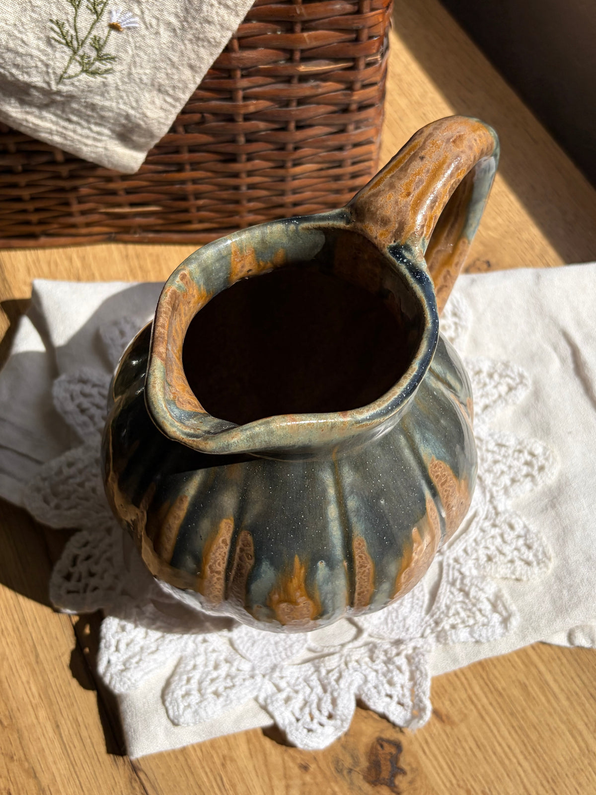 法國Vintage哈密瓜造型陶壺