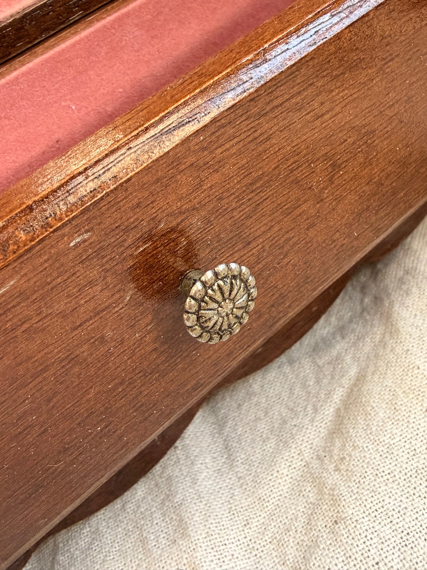 木製古董櫃造型彩繪玻璃門片珠寶盒