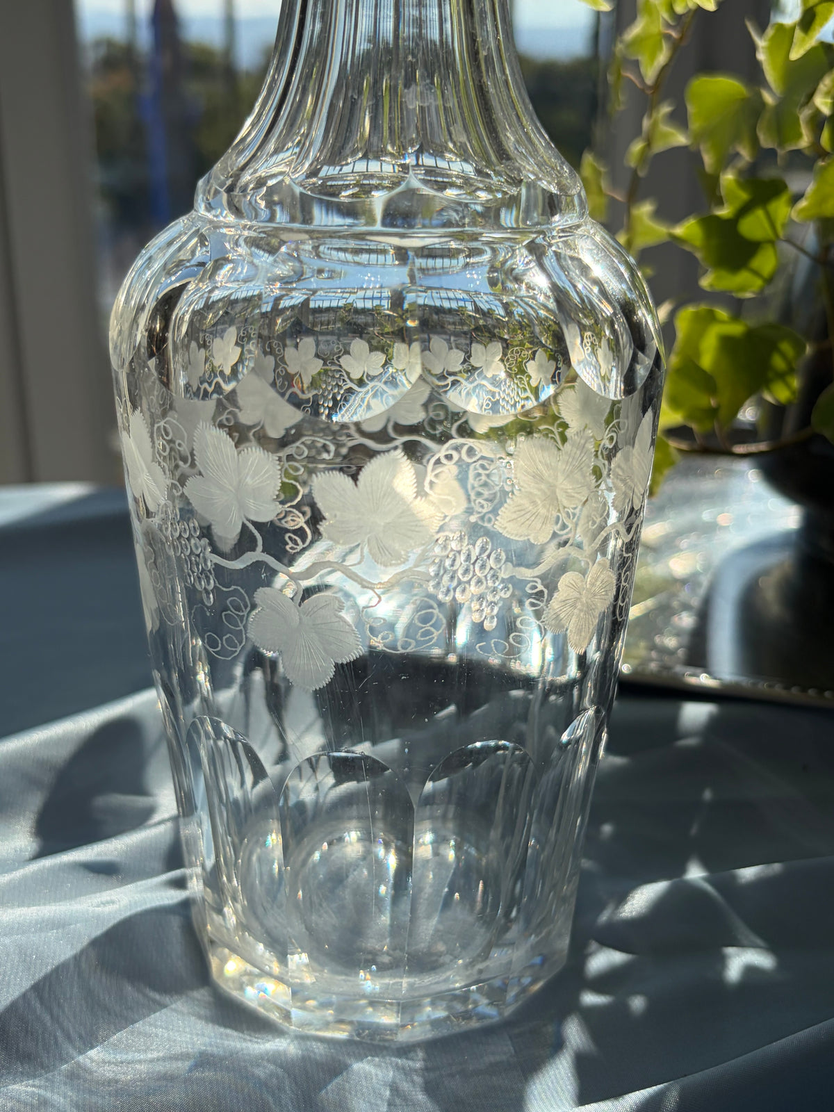 葡萄藤蝕刻水晶玻璃酒瓶
