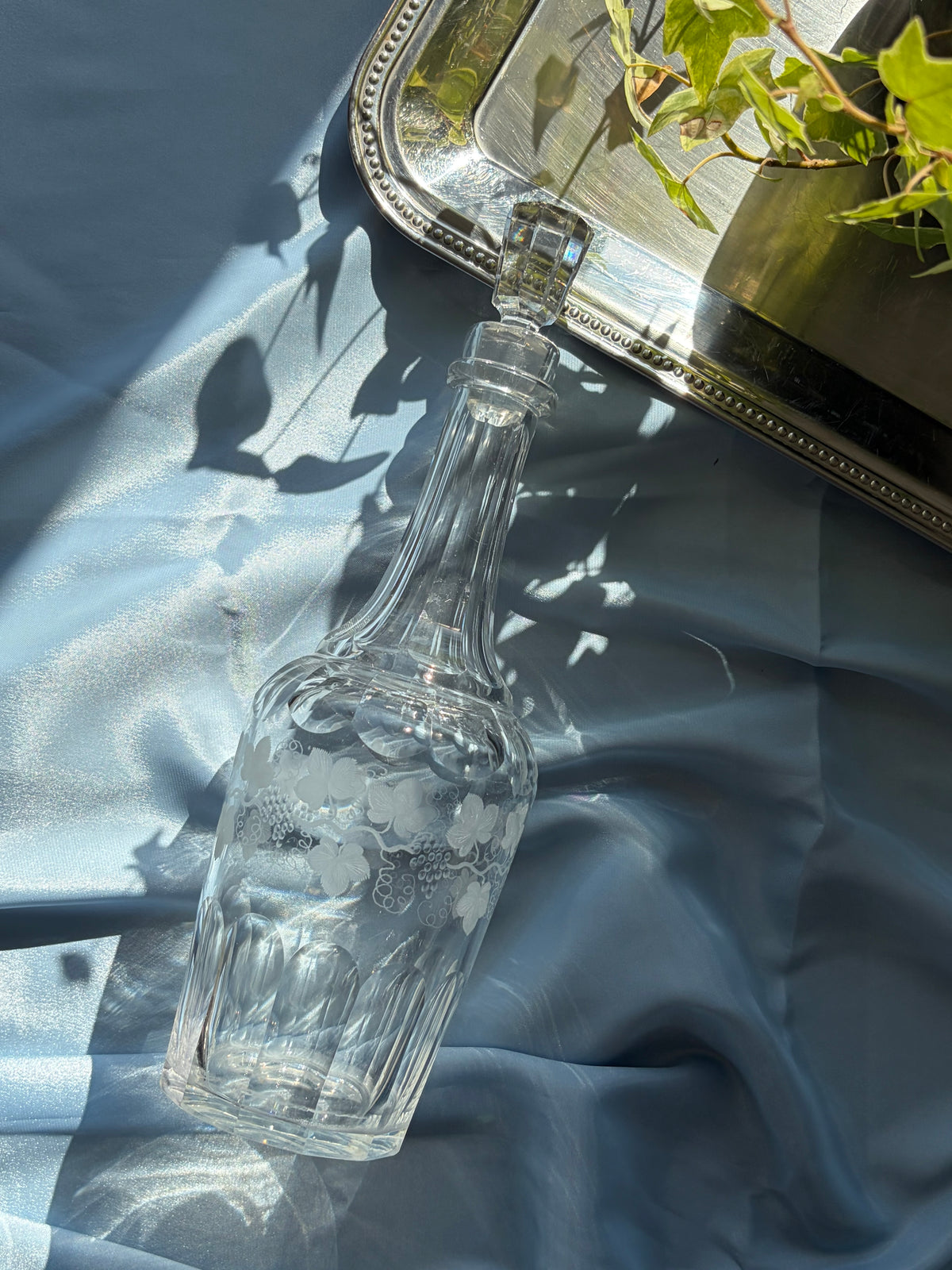 葡萄藤蝕刻水晶玻璃酒瓶