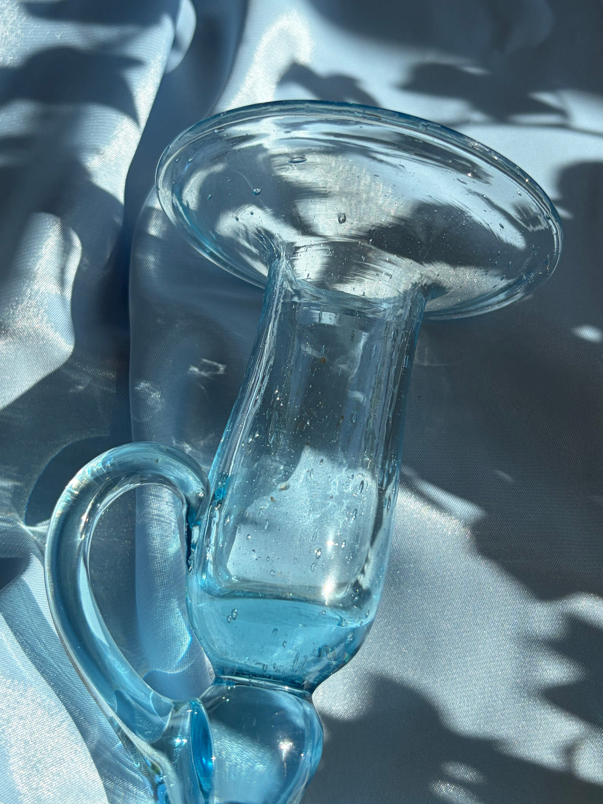 法國 Biot 水藍色氣泡玻璃手提燭台