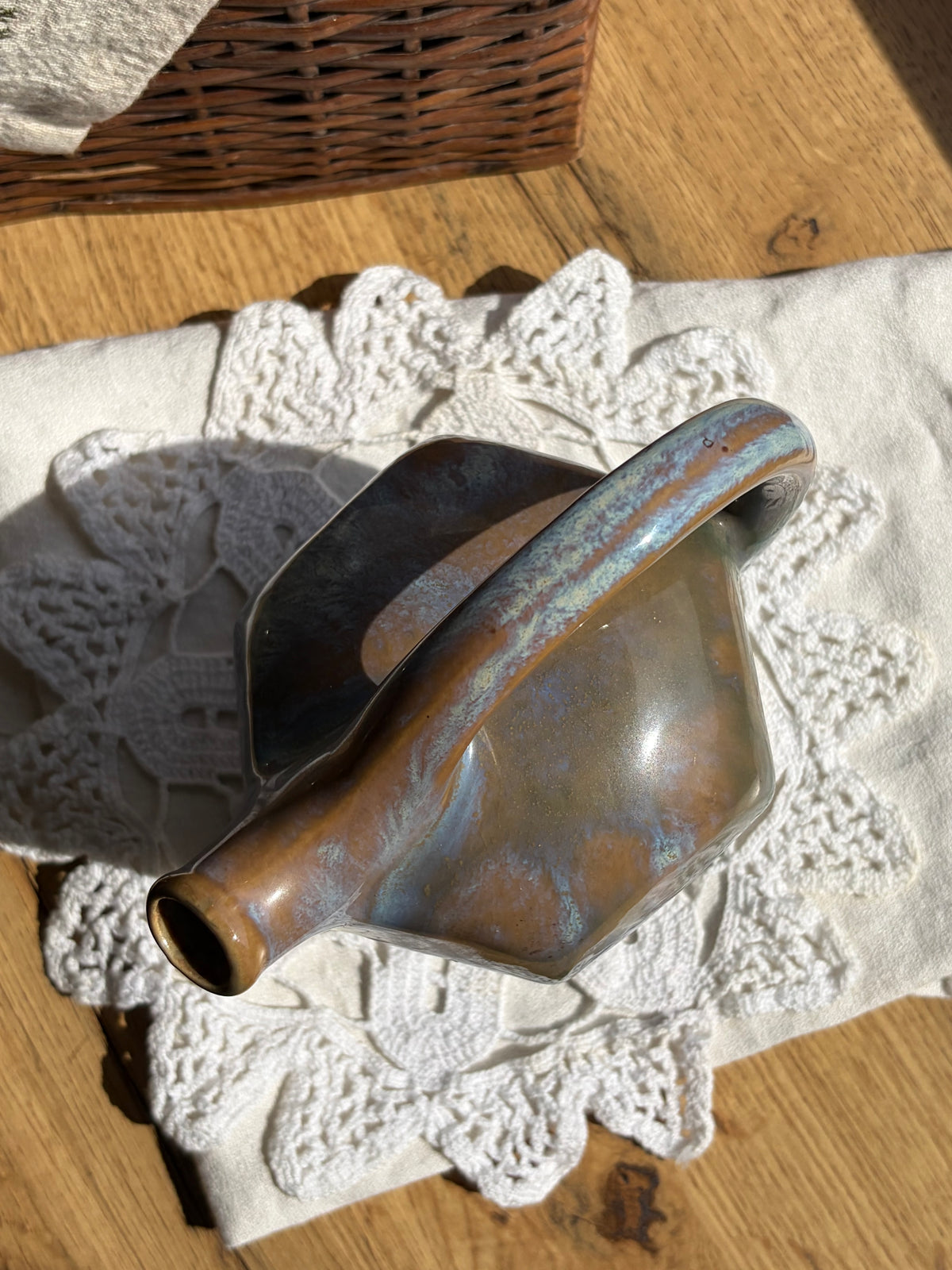 法國Art Deco風格湖水綠陶壺
