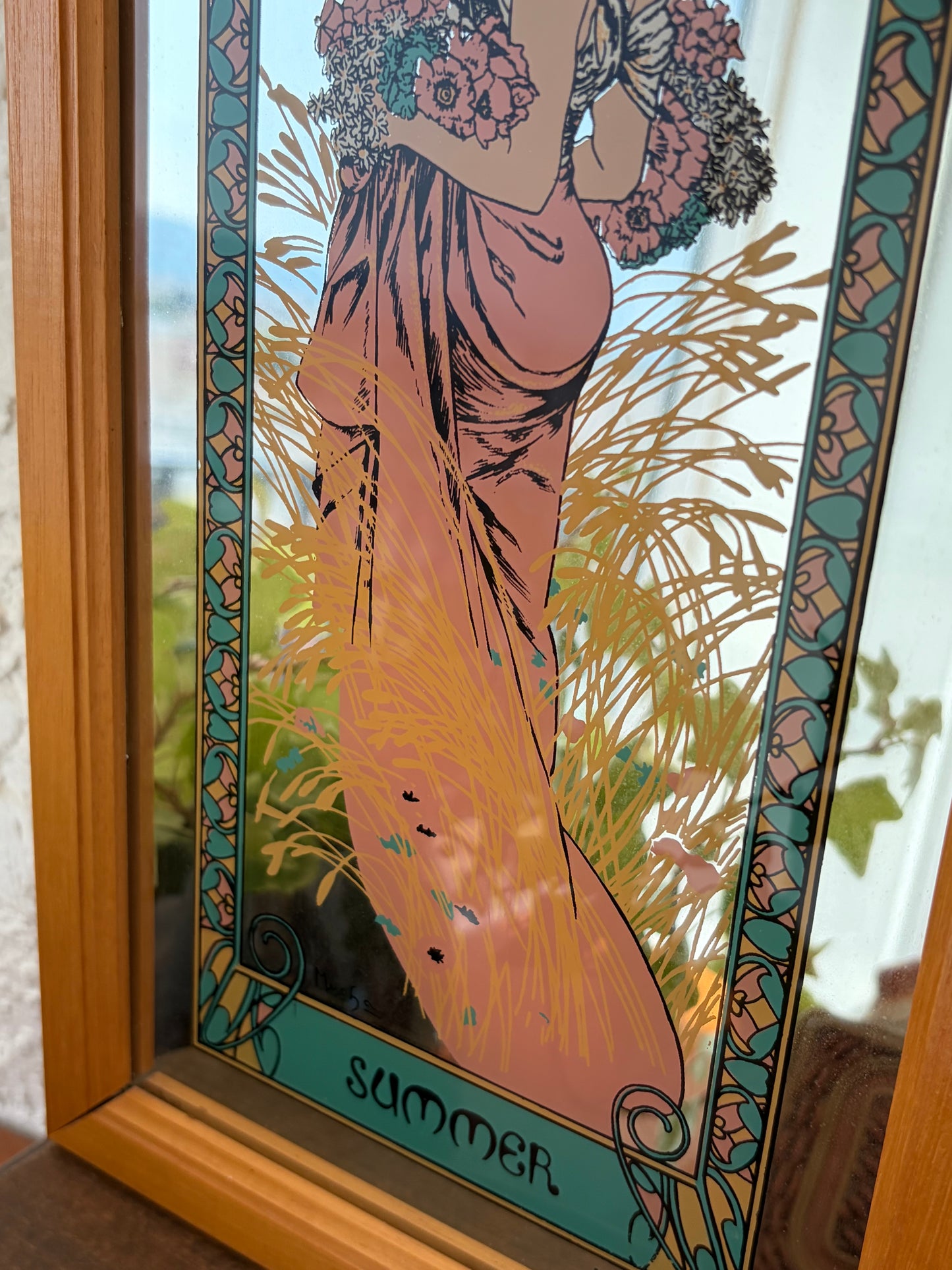 淺色實木框慕夏裝飾鏡——四季の秋