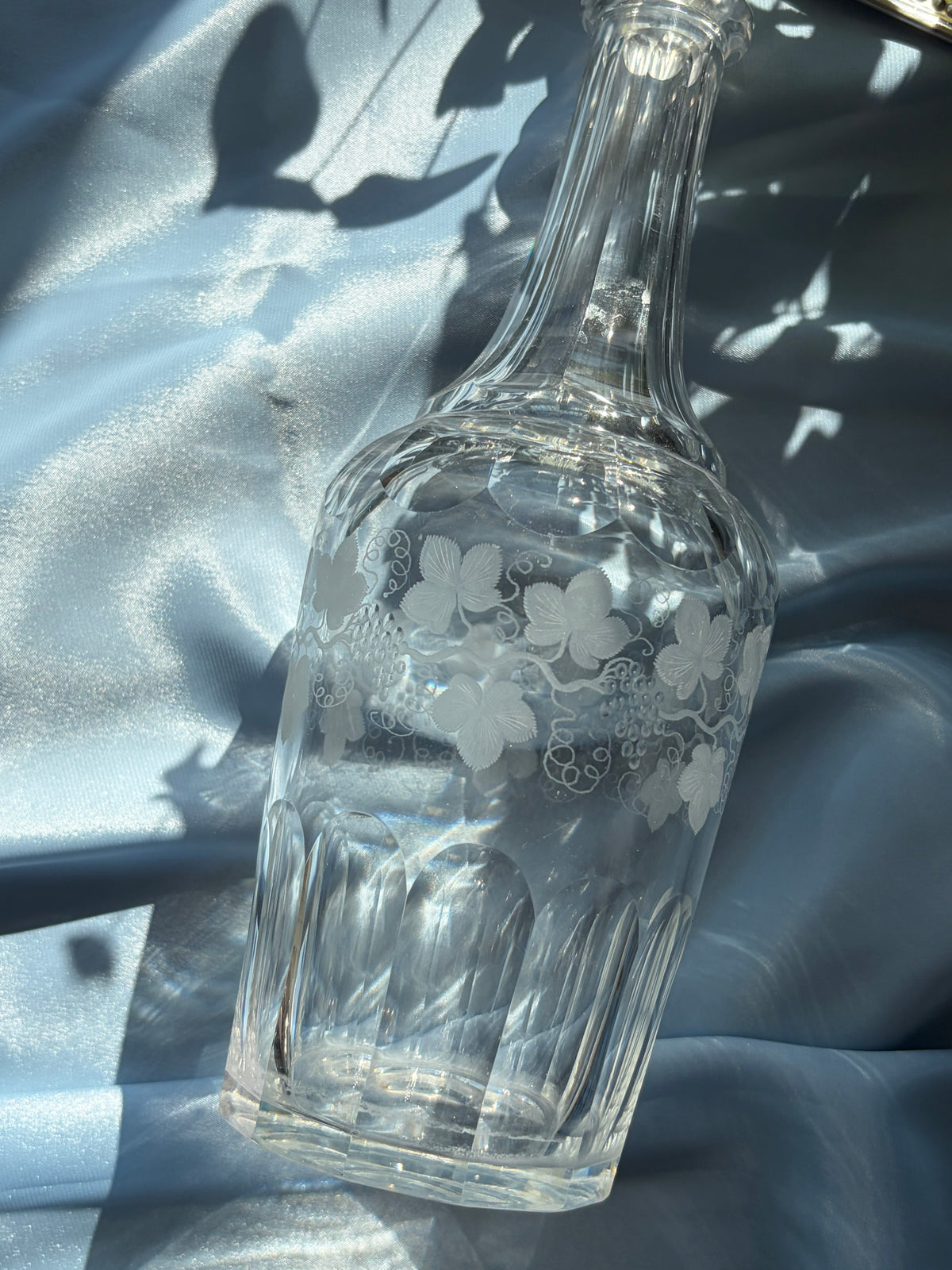 葡萄藤蝕刻水晶玻璃酒瓶