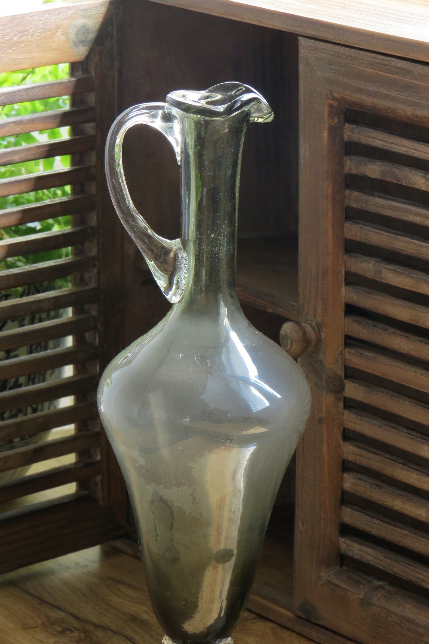 口吹玻璃提把壺玻璃花器