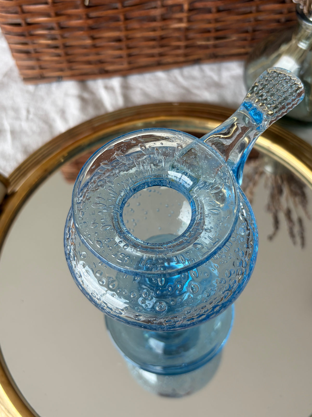 Biot 藍色氣泡高腳玻璃燭台