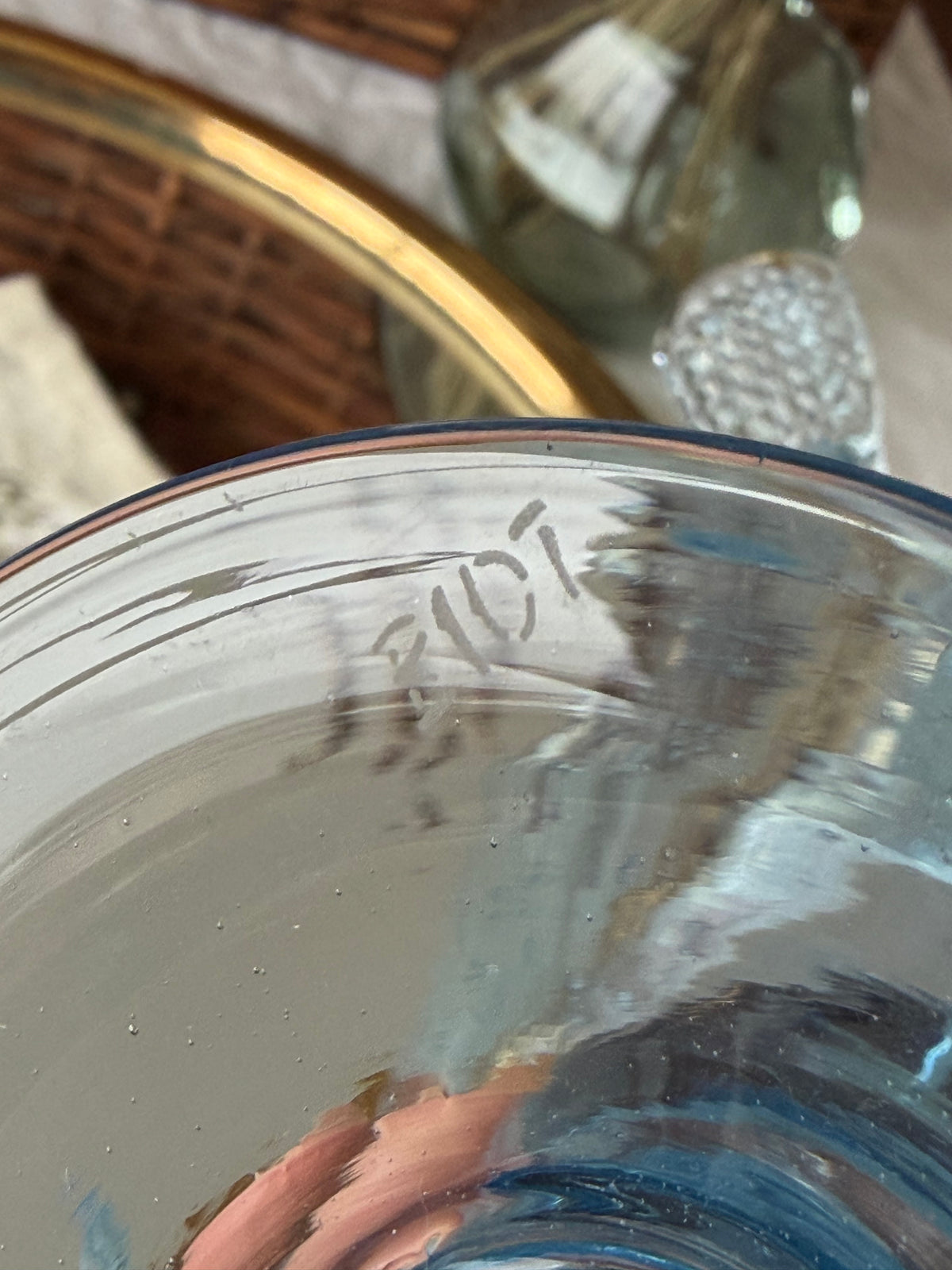 Biot 藍色氣泡高腳玻璃燭台