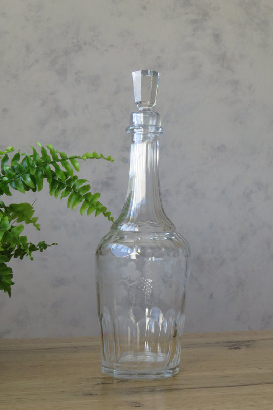 葡萄藤蝕刻水晶玻璃酒瓶
