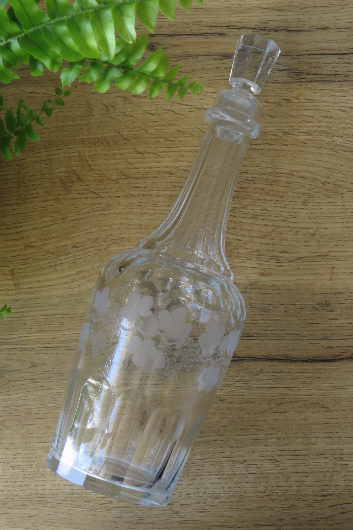 葡萄藤蝕刻水晶玻璃酒瓶